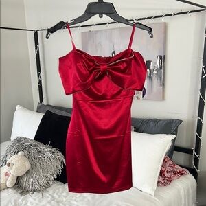 Elegant Red Satin Dress